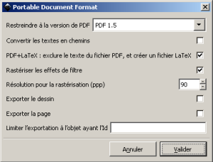 Option "PDF+LaTeX" cochée
