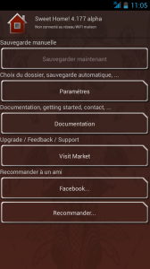Interface de l'application SweetHome