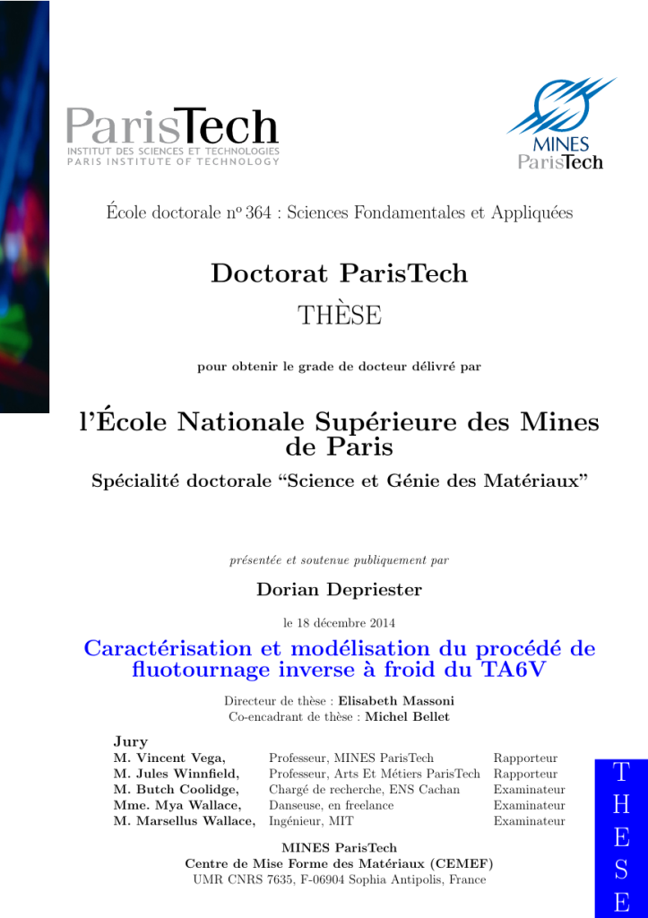 Page de garde aux normes "MINES ParisTech"